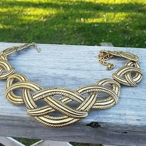 Large brass look Celtic knot adjustable choker